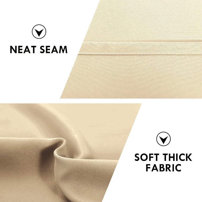DWCN Blackout Curtains for Bedroom Living Room 52 x 95 Inch Long Beige | 2 Panels Set, Room Darkening, Thermal Insulated, Light Blocking, Rod Pocket Drapes, Noise Reducing Window Treatments