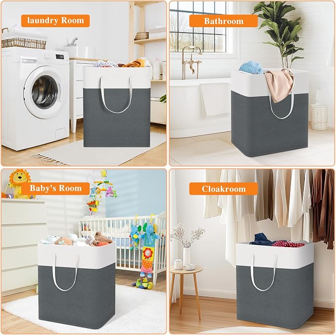 TasticTotes Laundry Basket 3-Pack, Laundry Hamper, 100L-Grey | Clothes Laundry Hamper, Collapsible Laundry Basket, Freestanding laundry hamper with Handles for Home or Dorm
