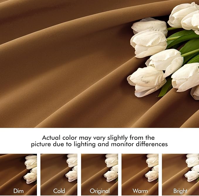 MIULEE Golden Brown Back Tab Blackout Curtains 52x96 Inch Long 2 Panels Set | Rod Pocket Pinch Pleated, Thermal Insulated, Bedroom Living Room Darkening Drapes, Light Blocking Floor to Ceiling Curtains