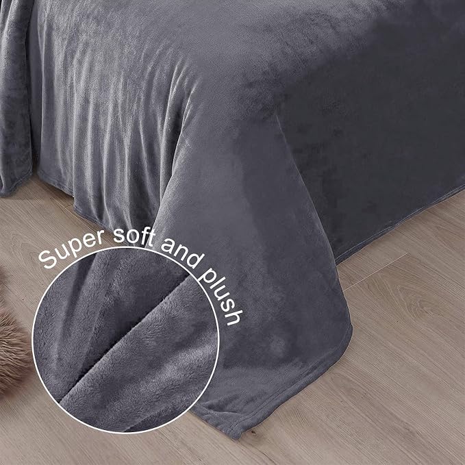 Exclusivo Mezcla Soft Fleece Throw Blanket for Couch, Dark Grey | 50x60 Inches, Double-Sided Brushed Flannel, Lightweight Plush Cozy Blanket for Home Decor, All Season, Machine Washable