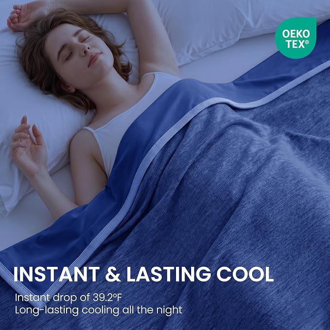 Topcee Cooling Blanket Queen Size 90"x90" for Hot Sleepers Summer Blanket | Absorbs Heat Cold Summer Blanket for Night Sweats & Menopause Q-Max>0.5 Lightweight Breathable Soft Double-Side Cooling