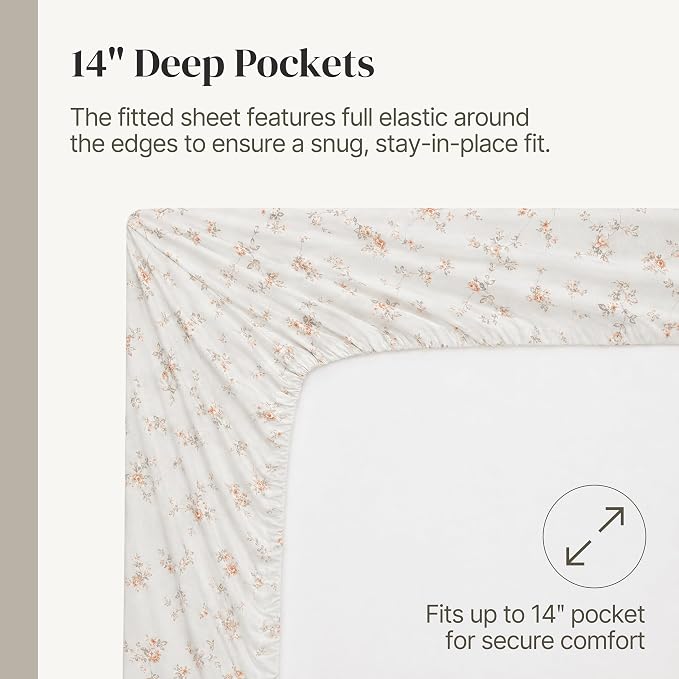 Modern Threads Silky Soft Microfiber and Wrinkle Free Sheets - Luxurious Microfiber Bed Sheets Includes Flat Sheet, Fitted Sheet with Deep Pockets, & Pillowcases Kashmir Rose Clay, Queen