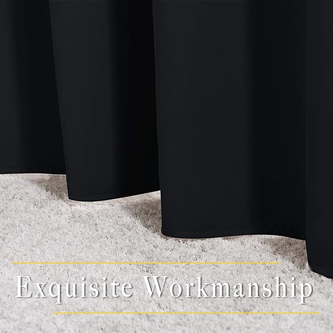 NICETOWN Black Blackout Curtains 30 inch Curtains for Kitchen, Grommet Cafe Curtains Solid Window Treatments Sound Reducing for Bedroom, 2 Panels, W37 x L30, 2 Panels
