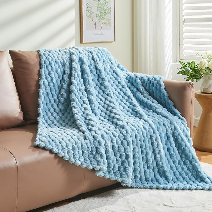 NEWCOSPLAY Fleece Clouds Cozy Throw Blanket for Couch, Blue, 50"x60" | Premium Silky Flannel Blanket, Soft Lightweight Fluffy Throw Blanket for Bed Sofa Decor, Gift for All Season Use