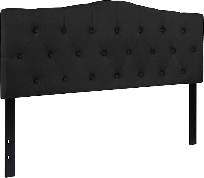 Flash Furniture Queen Tufted Fabric Headboard, Black | Adjustable Height, Easy Install, Bedroom Decor