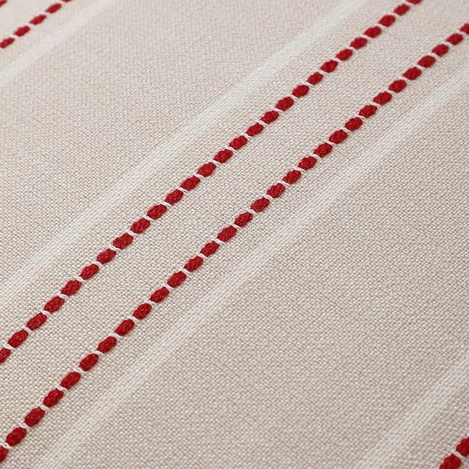 Hckot Christmas Throw Pillow Covers 12x20 Red Lumbar Pillow Covers | Striped Xmas Decorations Pillows Farmhouse Cushion Covers Winter Holiday Decor for Sofa Living Room (Red)