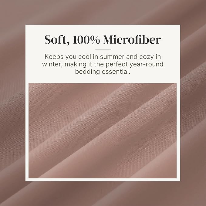 Modern Threads Soft Microfiber Solid Sheets - Luxurious Microfiber Bed Sheets - Includes Flat Sheet, Fitted Sheet with Deep Pockets, & Pillowcases Rose Full