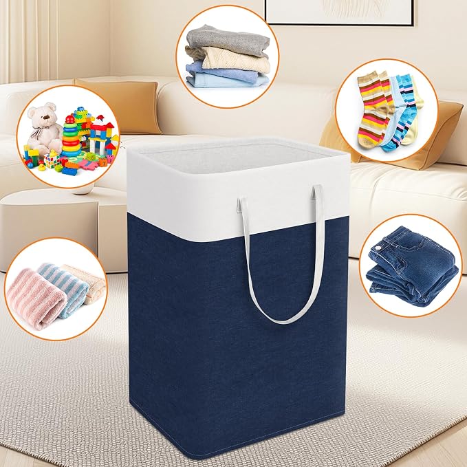 TasticTotes Laundry Basket 3-Pack, Laundry Hamper, 88L-Blue | Clothes Laundry Hamper, Collapsible Laundry Basket, Freestanding laundry hamper with Handles for Home or Dorm