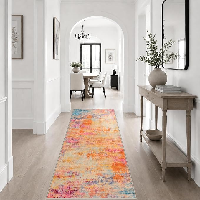 2x6 Washable Runner Rug：Modern Abstract Soft Carpet Galaxy Haze | For Hallway, Bedroom, Kitchen, Laundry, Bathroom,Door Mat,Modern Abstract,Machine washable,Non-Slip,Stain Resistant,Indoor