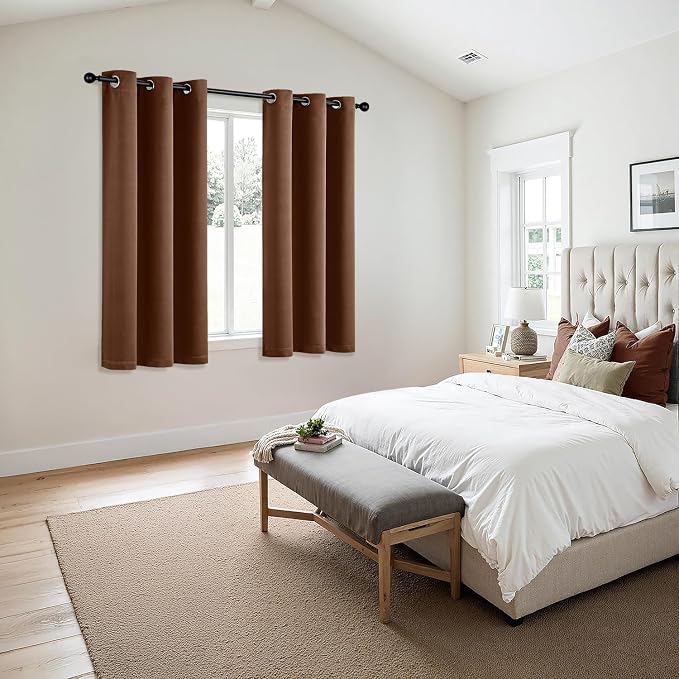 MIULEE Blackout Curtains for Bedroom 2 Panels 40 x 45 Inch Long Mocha Brown | Thermal Insulated, Living Room Darkening Grommet Drapes, Noise Reducing, Light Blocking Window Treatments