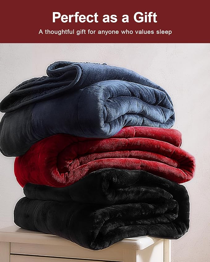 Ultra Soft Sherpa Weighted Blanket for Adults, 48"x72" 15lbs Heavy Blankets | Cozy Comfort for Relaxing Nights, Double-Sided Fluffy Sherpa & Fleece, Double Inner Layers-No Bead Bunching, Even Weight