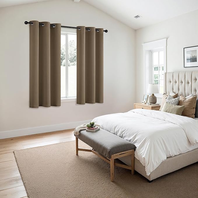 MIULEE Blackout Curtains for Bedroom 2 Panels 40 x 72 Inch Long Khaki | Thermal Insulated, Living Room Darkening Grommet Drapes, Noise Reducing, Light Blocking Window Treatments