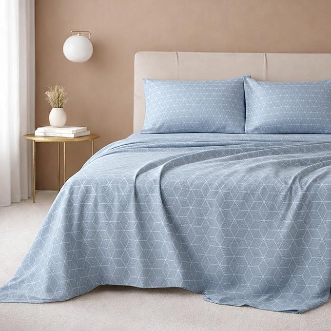 California Design Den 600 Thread Count Cal King Sheets, Print - Geo Urban | 100% Cotton Sateen Backed by Good Housekeeping Seal, Soft & Smooth, 16" Deep Pocket, All-Around Elastic, Easy Care, 4 Pc Set