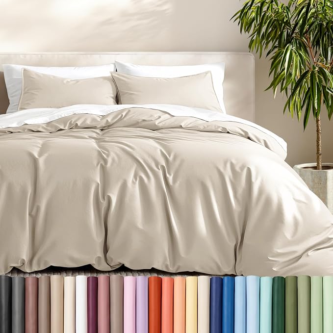 Bare Home Duvet Cover Set 1800 Ultra-Soft (Twin/Twin XL, Sand) | Lightweight, Cooling, Breathable, Premium 1800 Ultra-Soft, All-Season