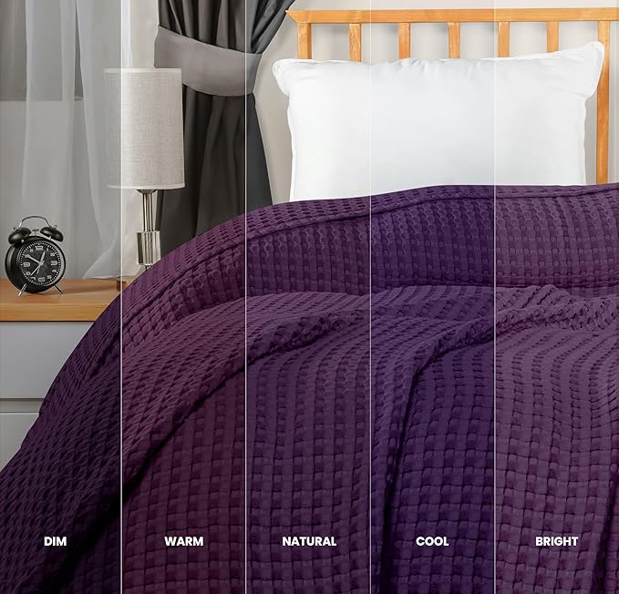 Utopia Bedding 100% Cotton Waffle Blanket Twin Size Plum, 90x72 Inch | Lightweight Breathable Cozy Summer Bed Blanket Home Decor Gift for Women and Men
