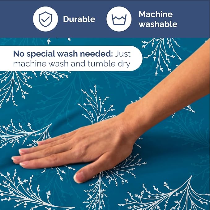 King 4 Piece Floral Sheet Set - Soft, Breathable & Cooling - Sea Spray | 1 Flat, 1 Fitted & 2 Pillowcases w/ Deep Pockets, Boho Botanical Floral Bedding, Breathable & Cooling, Wrinkle & Fade Free