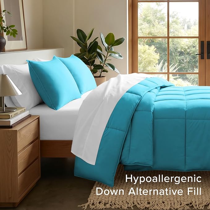 Bare Home Comforter Set - 1800 Ultra Soft (Twin/Twin XL, Aqua) | All-Season, Breathable, Hypoallergenic, Premium 1800, Warm, Cozy