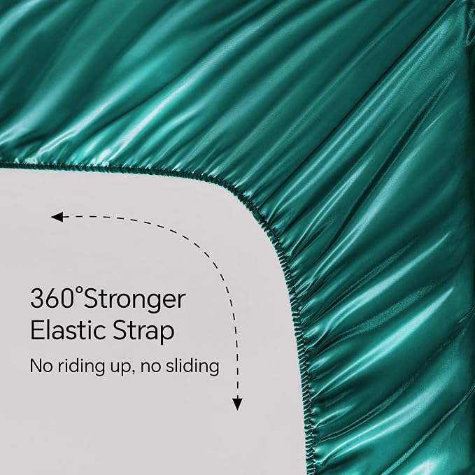 BEDELITE Satin Sheets Queen Size Bed Set, Teal, 4 Pieces | Luxury Silky Bed Sheets, 15 Inch Deep Pocket, Similar to Silk, Soft and Cooling, Reduces Friction, Gentle on Hair and Skin