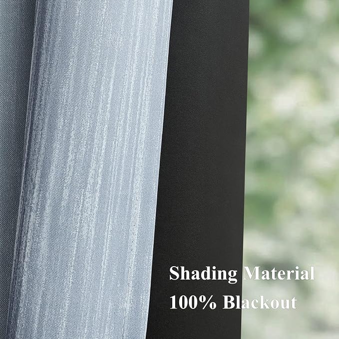 MIULEE Chambray Blue and Greyish White Ombre Blackout Curtains 52Wx72L | Full Room Darkening,Thermal Insulated,72 Inch Long,Grommet Drapes for Bedroom/Living Room,Modern Window Treatments,Set of 2