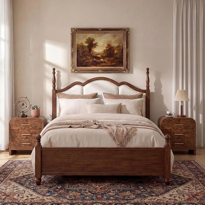 Night Stand Set of 2, 3-Drawer | [Curved Profile] [FSC-Certified Wooden Board] Nightstand 26.7"H Metal Handle Modern Bedside Table Side Table End Table