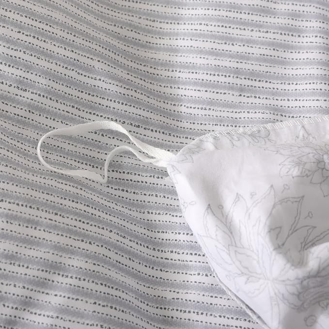 OAITE King Duvet Cover Set 3pcs 100% Cotton with Grey Line Art Floral Vine | Soft, Breathable,Long-lasting,Comfort,Dual Zipper,8 Corner Ties,Easy Care for All Season
