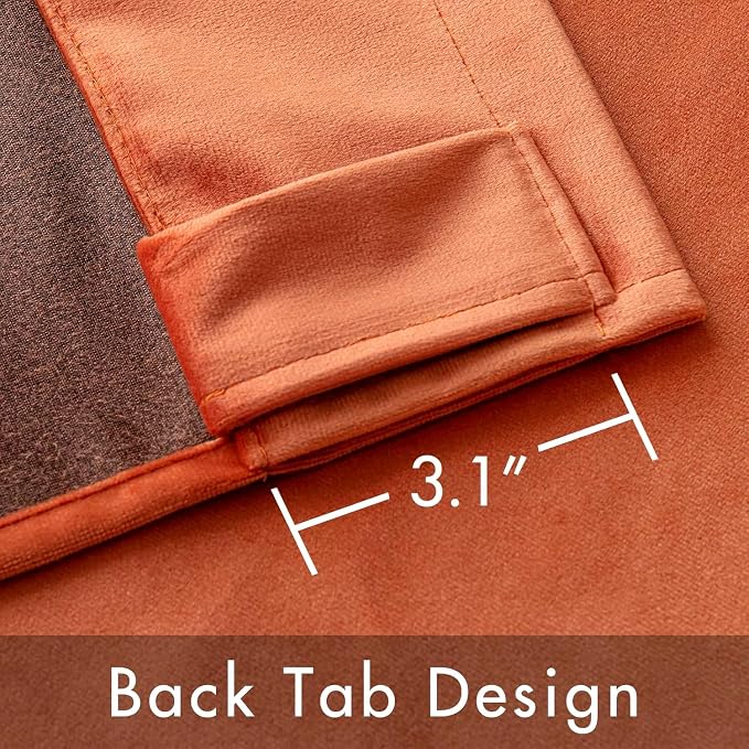 MIULEE Velvet Curtains 52x96 inches 2 Panels Fall Orange Blackout Curtains | Luxury, Bedroom Living Room, Thermal Insulated, Super Soft Window Drapes, Rod Pocket & Back Tab