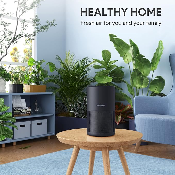 Air Purifiers for Bedroom, FULMINARE H13 True HEPA Filter（Black） | Remove Pet Hair, Smoke, Odors，Quiet Air Cleaner With Night Light, Portable Small Air Purifier for Home, Office, Living Room