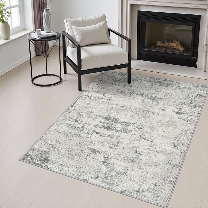 Area Rug Living Room: 3x5 Modern Washable Indoor Soft Carpet Gray | For Hallway, Bedroom, Kitchen, Laundry, Bathroom,Door Mat,Modern Abstract,Machine washable,Non-Slip,Stain Resistant,Indoor