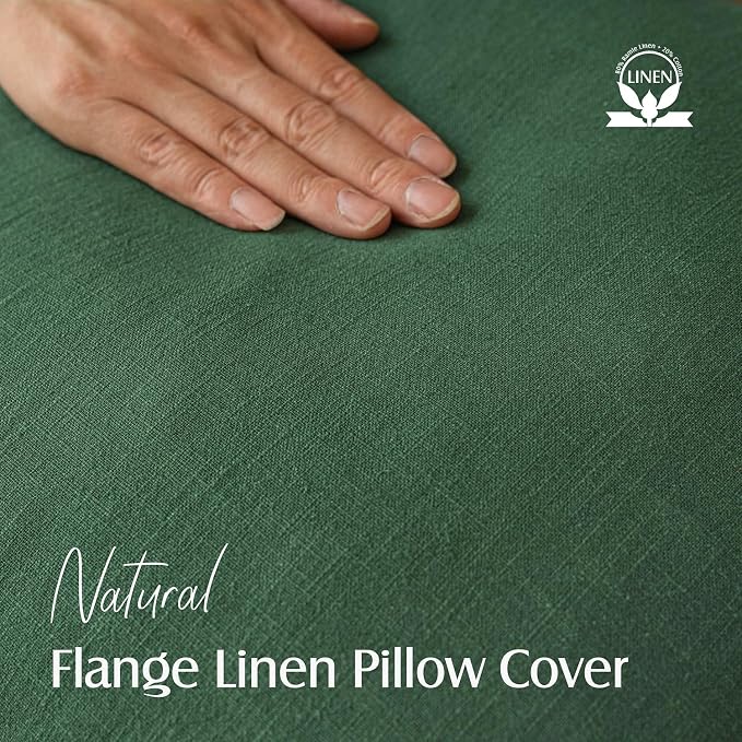 Foindtower Linen Solid Decorative Throw Pillow Covers 26x26 Inch Pine Green | Boho Farmhouse Morden Pillowcase,Pack of 2 Soft Accent Cushion Covers,Rustic Home Decor for Chair Couch Bedroom Living Room