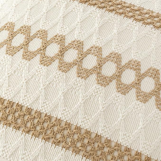 MIULEE Set of 2 Neutral Boho Decorative Pillow Covers 18x18 Inch | Farmhouse Couch Throw Pillows, Modern Spring Cotton Cushion Covers, Macrame Woven Home Decor for Bed Sofa Chair