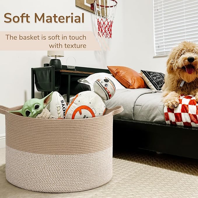 INDRESSME 115L Extra Large Woven Wicker Blanket Basket Living Room | Wicker baskets for organizing laundry, towel toys pillows. For living room bedroom or nursery decor. soft-touch with handles