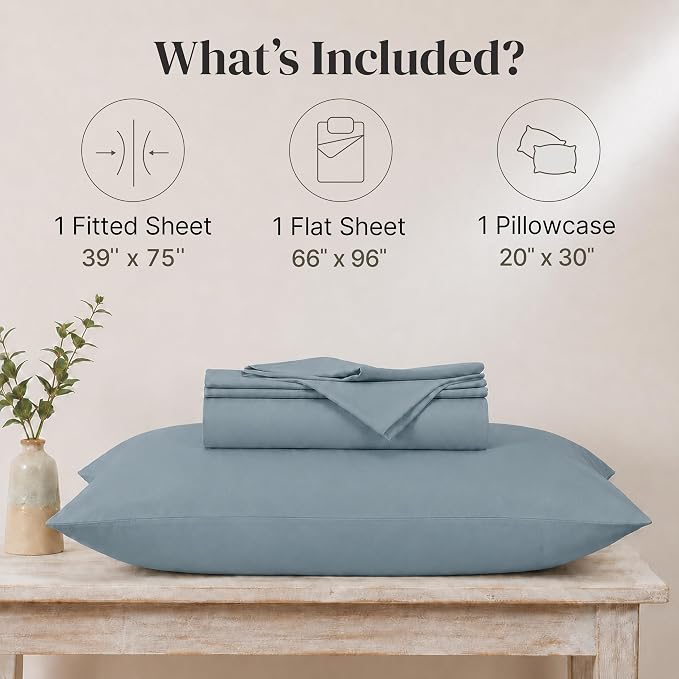 Modern Threads Soft Microfiber Solid Sheets - Luxurious Microfiber Bed Sheets - Includes Flat Sheet, Fitted Sheet with Deep Pockets, & Pillowcases Ocean Twin