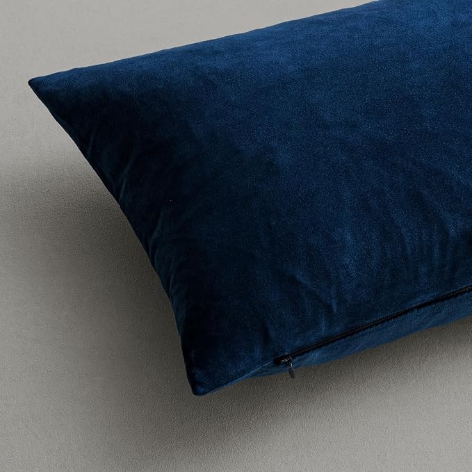 MIULEE Velvet Throw Pillow Covers 22x22 Inch Pack of 2 Dark Blue | Soft Solid Decorative Pillow Covers, Modern Luxury Home Decor, for Couch Chair Sofa Bedroom Livingroom