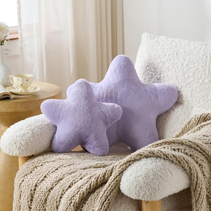 Set of 2 Room Decor Home Decor Throw Pillows Star Pillow Couch Pillows Decorative Pillows Bed Pillows Cute Pillows,Purple 19"