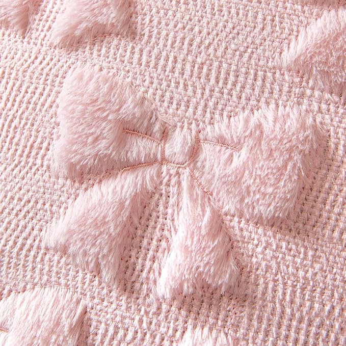MIULEE Light Pink Bow Pillow Covers Coquette Room Decor 20x20 | Aesthetic Decorative Cute Girl,Set of 2 Cushion Covers,Soft Plush Faux Pillowcases,Preppy Room Decor Bedroom Couch