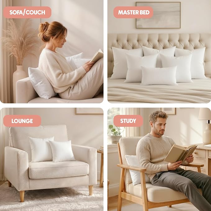 Utopia Bedding 18x18 Pillow Inserts, Set of 2, White – Indoor Decorative Throw Pillows for Bed, Sofa & Couch – Soft, Supportive & Fluffy Cushion Inserts (Pack of 3)