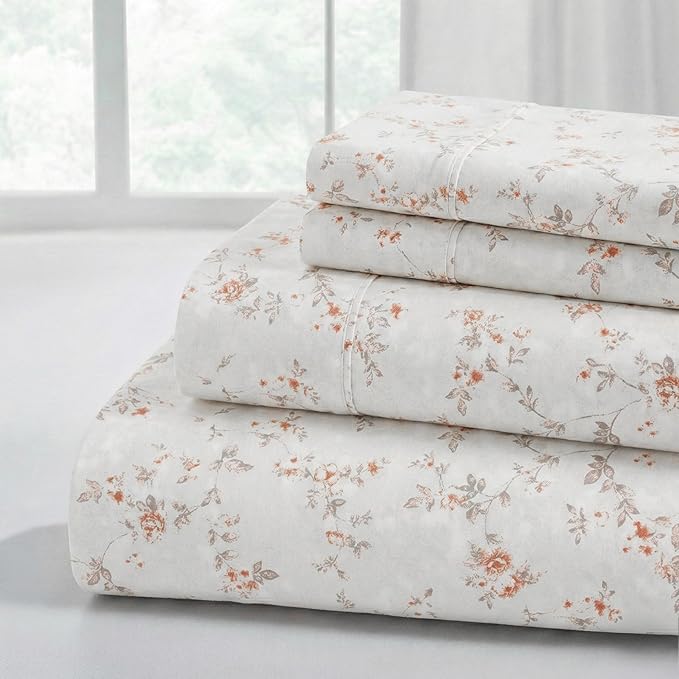 Modern Threads Silky Soft Microfiber and Wrinkle Free Sheets - Luxurious Microfiber Bed Sheets Includes Flat Sheet, Fitted Sheet with Deep Pockets, & Pillowcases Kashmir Rose Clay, King