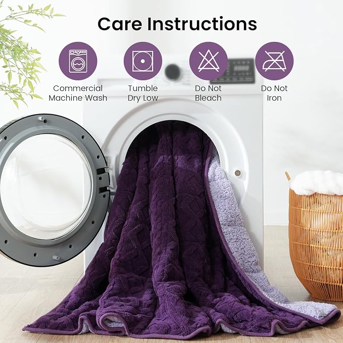 Drewin Weighted Blanket 15lbs for Adults,Dark & Light Purple,60" x 80" | Stress Relief & Better Sleep,Soft Jacquard Sherpa with Glass Beads,Machine Washable,Great for Napping,Relaxing,Reading
