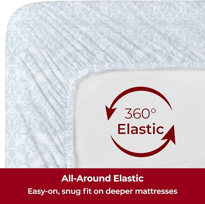Mellanni Iconic 4-Piece, Ultra Soft Sheet Set (Cal King, Laced Sky Blue) | 10M+ Sleepers. Lab-tested: Sleeps Cool, Stays Bright, Strong, Smooth. Good Housekeeping Best Bedding, 7 yrs running.