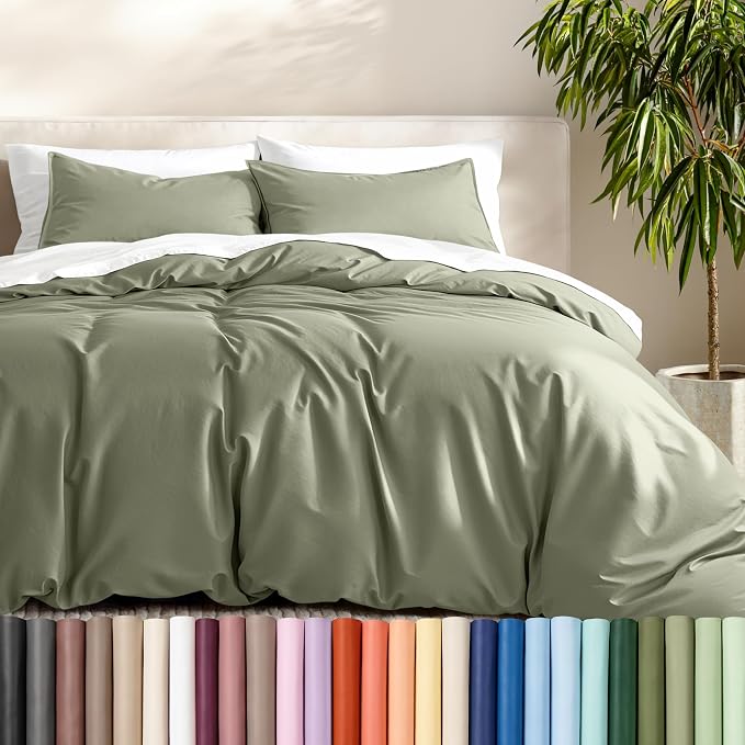 Bare Home Duvet Cover Set 1800 Ultra-Soft (King, Sage) | Lightweight, Cooling, Breathable, Premium 1800 Ultra-Soft, All-Season