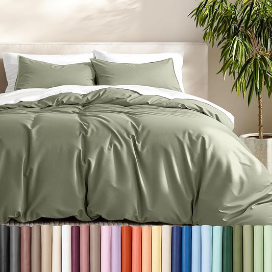 Bare Home Duvet Cover Set 1800 Ultra-Soft (King, Sage) | Lightweight, Cooling, Breathable, Premium 1800 Ultra-Soft, All-Season