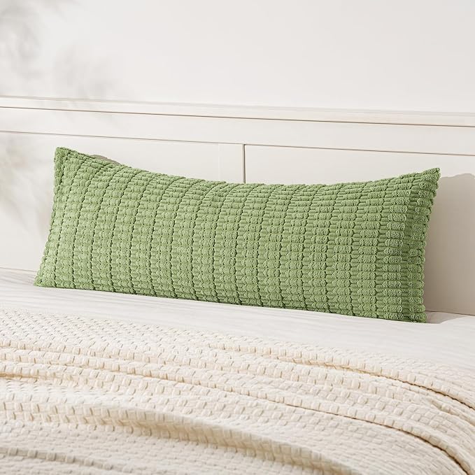 MIULEE Lumbar Corduroy Throw Pillow Cover for Bed 14x36 Beige Pack of 1 | Soft Long Decorative Cushion Cover Boho Farmhouse Accent Pillowcase Sofa Couch Livingroom Home Decor