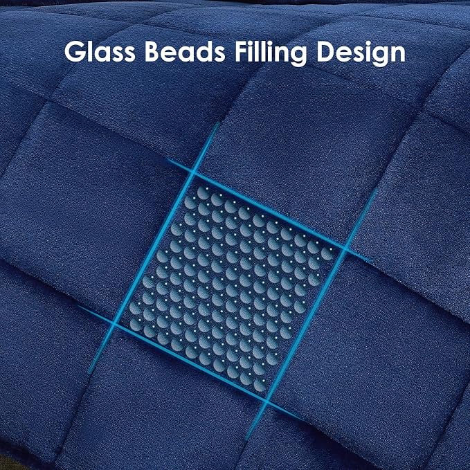 yescool Weighted Blanket for Adults (15 lbs, 60" x 80", Sapphire Blue) Heavy Blanket for Sleeping Perfect for 140-160 lbs, Queen Size Breathable Blanket with Premium Glass Bead