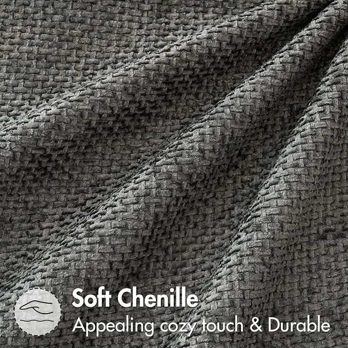MIULEE Decorative Couch Throw Pillow Covers 16x16 Inch Dark Gray 2 Pack | Modern Boho Accent, Soft Chenille Pillow Covers, Farmhouse Cushion Cases for Home Decor Bed Sofa Living Room