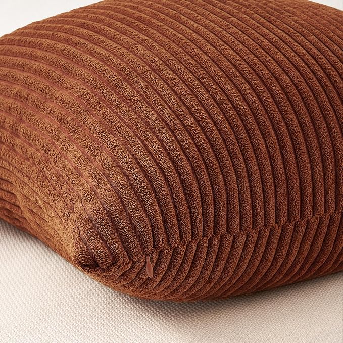 Topfinel 20x20 Inch Pillow Covers Set of 4 Rustic Modern Soft Corduroy Striped Decorative Cushion Cover Yellow Brown Gradient Farmhouse Pillow Case for Sofa Couch Living Room Bedroom