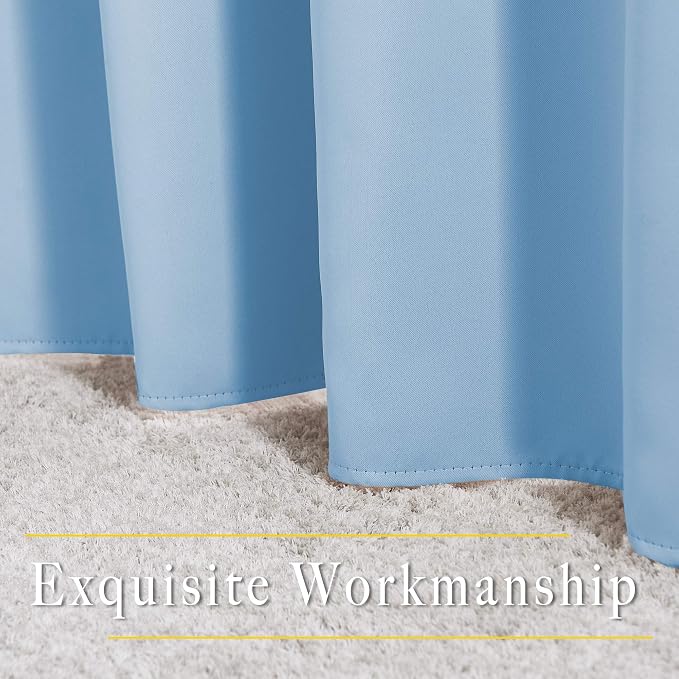NICETOWN Blue Curtain Panels - Home Decoration Thermal Insulated Solid Grommet Blackout Curtains/Drapes for Hall/Sliding Door (80" Wide by 108" Long, Blue, Set of 2)