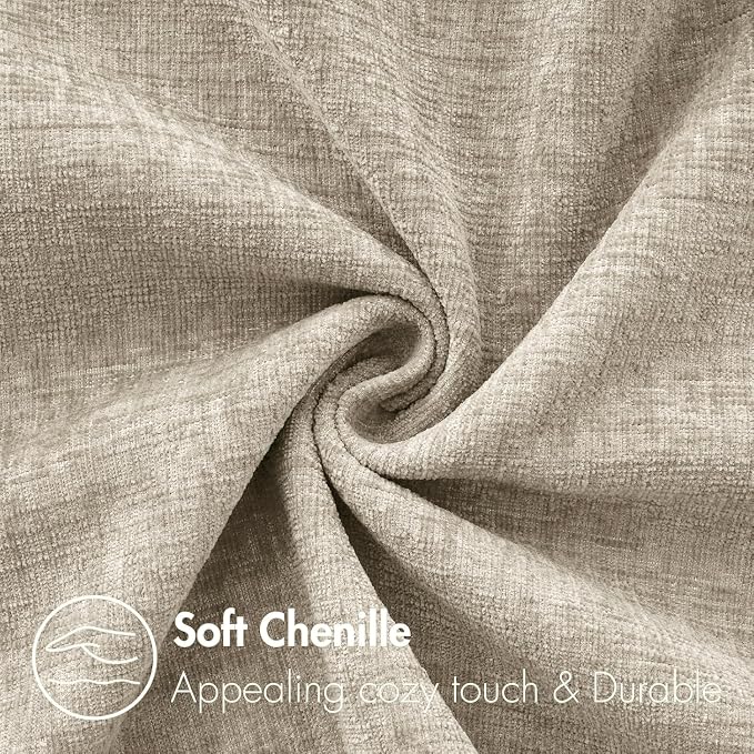 MIULEE Soft Chenille Throw Pillow Covers Light Taupe 18x18 Inch Pack of 2 | Modern Home Decor, Classic Decorative Pillows, Solid Dyed Cases, Boho Couch Cushion Covers for Sofa Bed Living Room