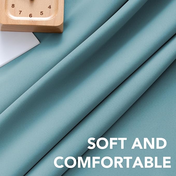 H.VERSAILTEX Blackout Curtains Thermal Insulated Window Treatment Panels Room Darkening Blackout Drapes for Living Room Back Tab/Rod Pocket Bedroom Draperies, 52 x 45 Inch, Aqua, 2 Panels