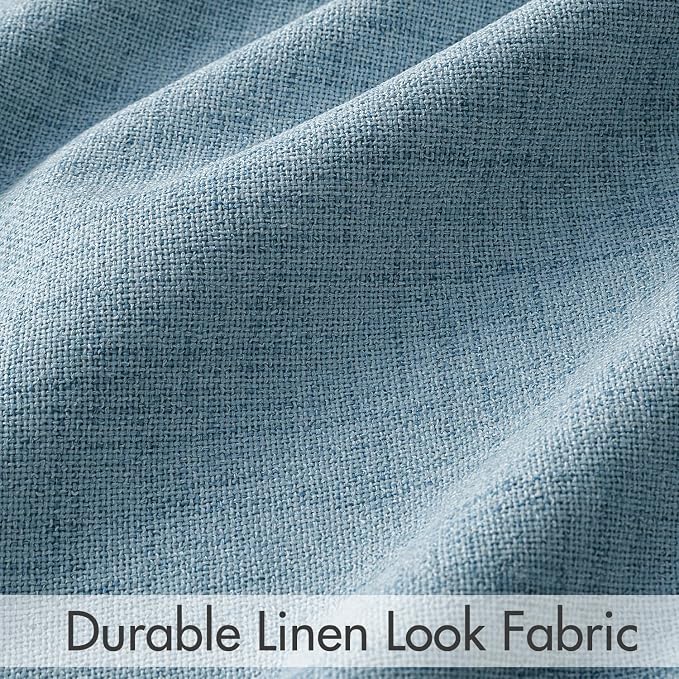MIULEE 100% Blackout Curtains 90 inches Long Linen Curtains & Drapes for Bedroom Back Tab Living Room Darkening Full Black Out Window Curtain Panels Rod Pocket, Slate Blue, 2 Panels Set