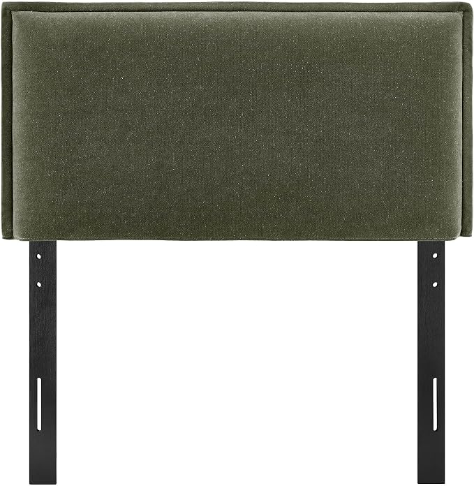Modway Camille Twin Size Upholstered Linen Blend Headboard with Removable Slipcover – in Sage - Padded Pillow Style Headboard with Adjustable Mounting for Twin Beds